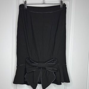 Betsey Johnson Black Pencil Skirt with Bow Accent